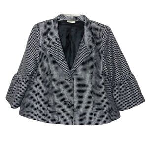 Studio WORKS Black, White & Silver Bell Sleeve Button Front Blazer - Size Large